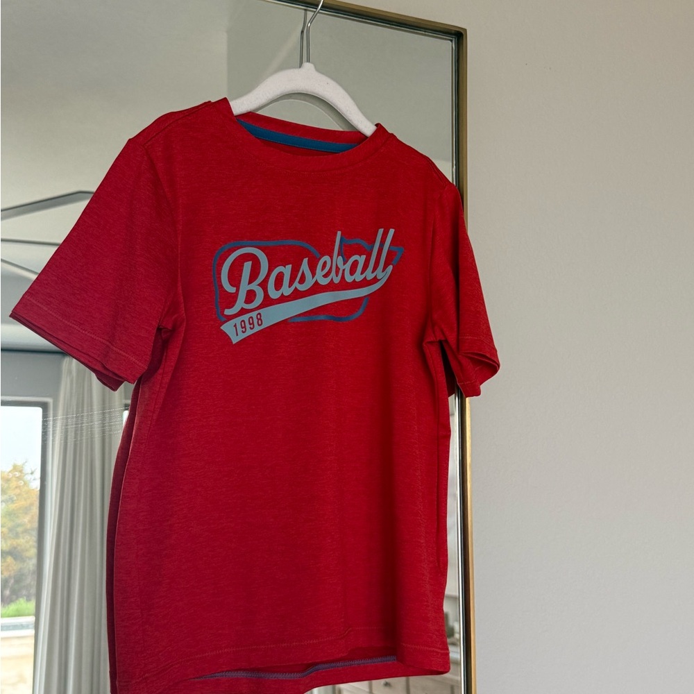 Vineyard Vines Red Baseball Kids Performance Tee